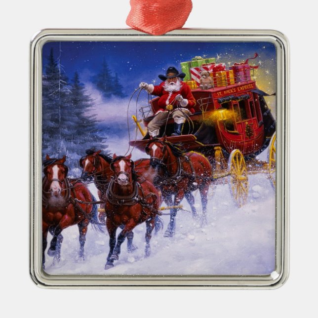 St. Nicks Express Silbernes Ornament (Vorne)