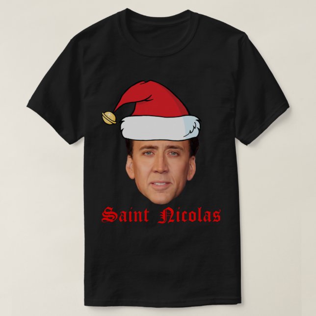 St. Nicolas Cage Weihnachtskarte T-Shirt (Design vorne)
