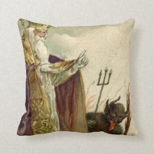 St. Nikolaus Krampus Heugabel Priester Kissen