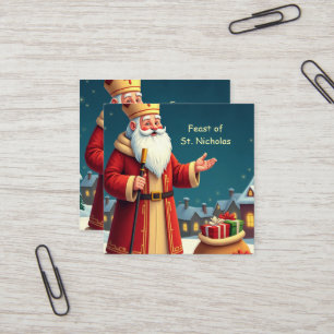 St. Nikolaus-Tag Lächeln und warme Wünsche Quadratische Visitenkarte