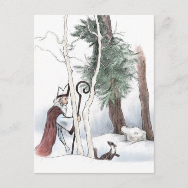 St. Nikolaus und Pine Marten Postkarte (Vorderseite)