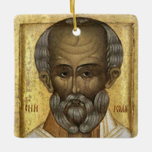 St. Nikolaus-Wundertäter-Ikone Weihnachten Keramikornament