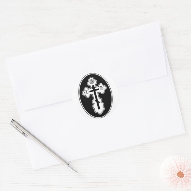 St Olga Orthodox Cross Runder Aufkleber (Umschlag)