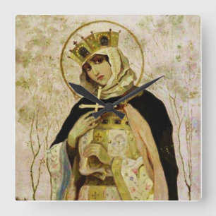 "St Olga" von Michail Nesterov Quadratische Wanduhr