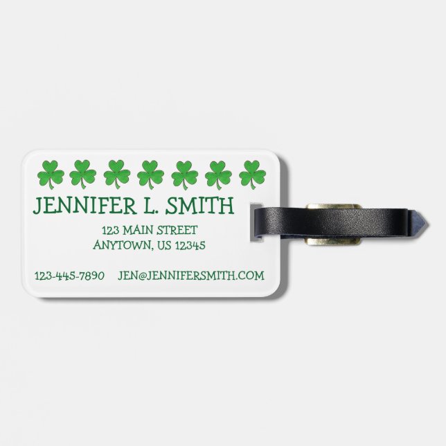 St. Paddy's Day Green Lucky Irish Kleeblatt Clover Gepäckanhänger (Rückseite horizontal)