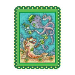 St. PADDY'S FISCH UND OKTOPUS PROST AUF GRÜNES BIE Magnet