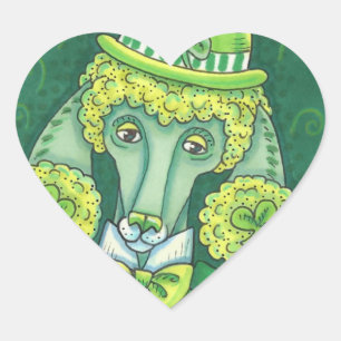 ST. PADDY'S IRISH GREEN FRANZÖSISCHES POODLE, LUCK Herz-Aufkleber