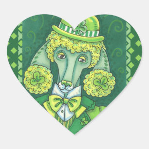 ST. PADDY'S IRISH GREEN FRANZÖSISCHES POODLE, LUCK Herz-Aufkleber