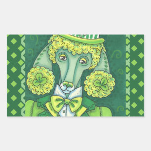 ST. PADDY'S IRISH GREEN FRANZÖSISCHES POODLE, LUCK RECHTECKIGER AUFKLEBER