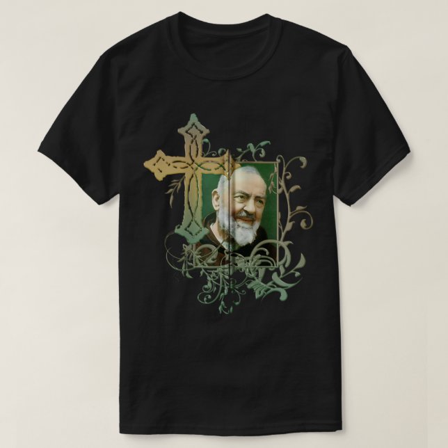 St Padre Pio Gebet Kreuz Katholiken Heilige Heilig T-Shirt (Design vorne)