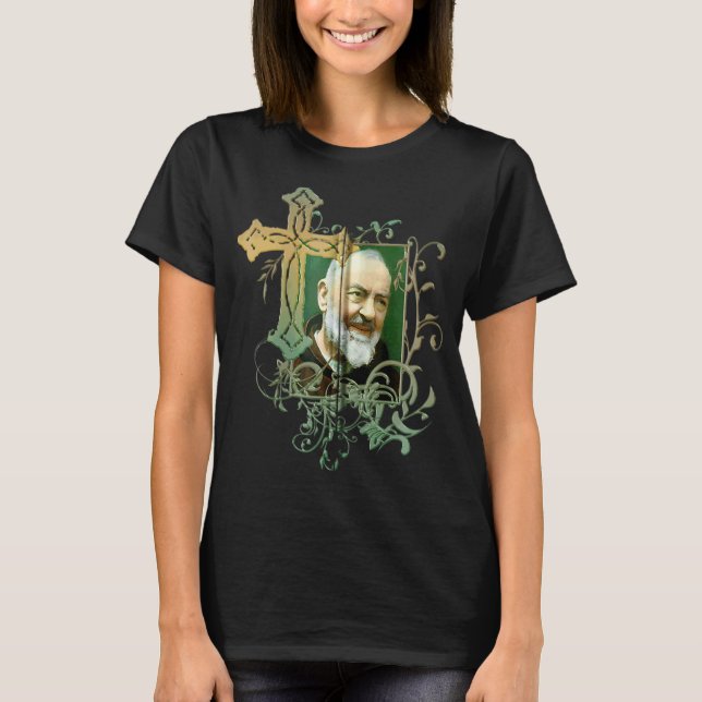 St Padre Pio Gebet Kreuz Katholiken Heilige Heilig T-Shirt (Vorderseite)