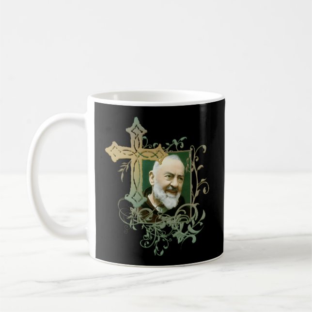 St Padre Pio Katholische Heilige Gebetskreuz Kaffeetasse (Links)
