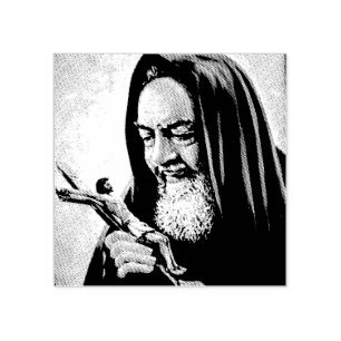St. Padre Pio Priest Crucifix Gummistempel