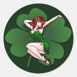 St. Partick's Stickers Glücksbringer Pin-up Aufkle