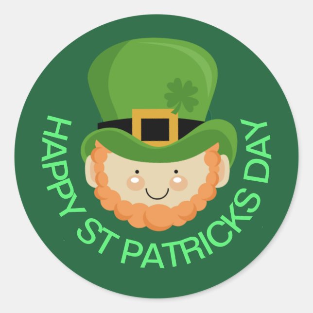 St Pat ck's Day leprechaun Runder Aufkleber (Vorderseite)