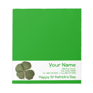 St Patrick 4 Leaf Clover Lucky Corporate Notepad Notizblock