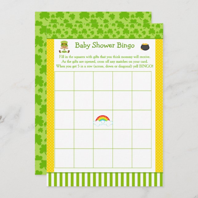 St Patrick African American Girl Baby Shower Bingo Einladung (Vorne/Hinten)