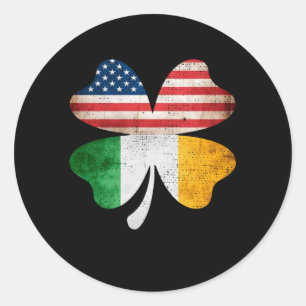 St Patrick American Flag Irish Flag Cloue Runder Aufkleber