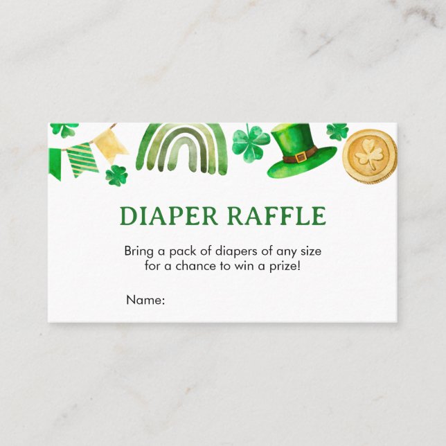 St. Patrick Baby Duwer Diaper Raffle Visitenkarte (Vorderseite)