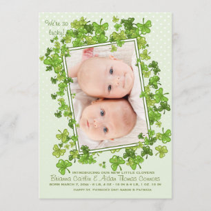 St Patrick Baby-Foto-Geburts-Mitteilung Ankündigung