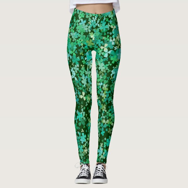 St. Patrick Clover Pattern Leggings (Vorderseite)