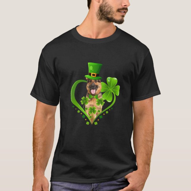 St. Patrick Cute Leprechaun German Shepherd Dog Sh T-Shirt (Vorderseite)