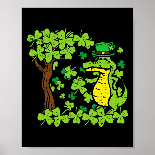 St Patrick Day Alligator Shamrock Saint Pattys Men Poster (Vorne)