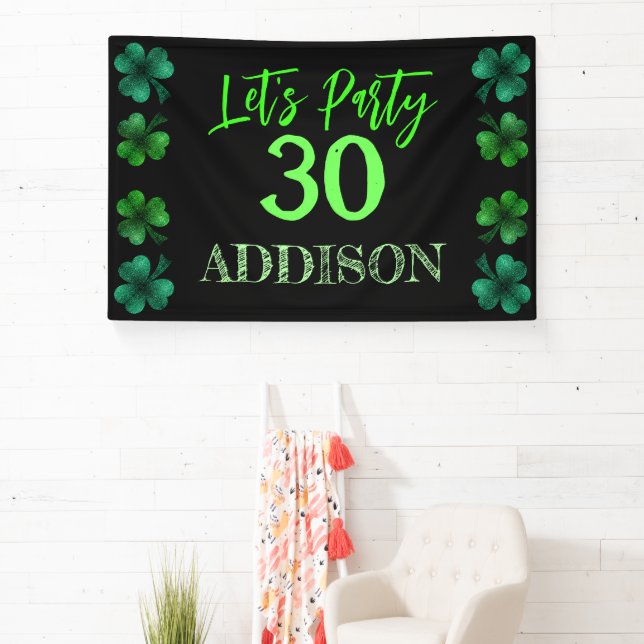St Patrick Day Birthday Lasse Party Kleeblatt Banner (InSitu)