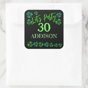 St Patrick Day Birthday Lasse Party Kleeblatt Quadratischer Aufkleber