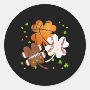 St Patrick Day Clover Football Baseball Basketball Runder Aufkleber