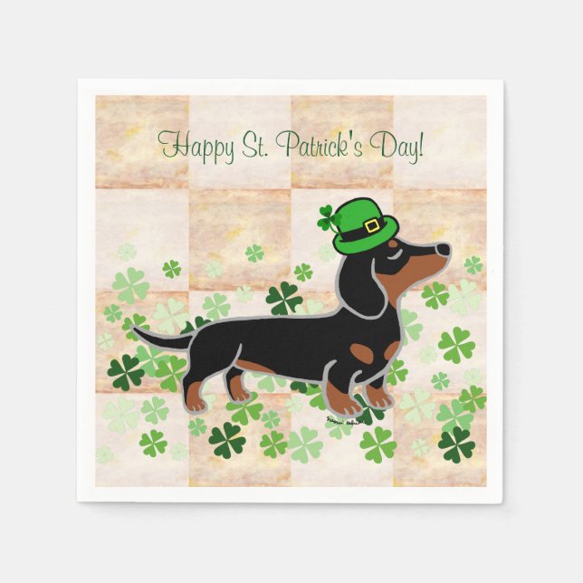 St. Patrick Day Dackel Cartoon 5 Serviette (Vorderseite)