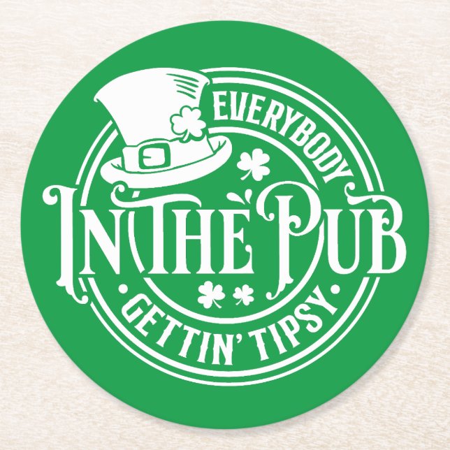 St Patrick Day - Funny Tipsy Tavern Untersetzer (Vorderseite)