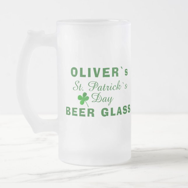 St Patrick Day Green Clover Name Mattglas Bierglas (Links)