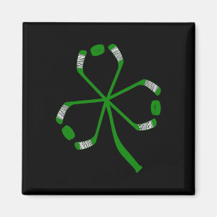 St Patrick Day Ice Hockey Sticks Kleeblatt Green C Magnet