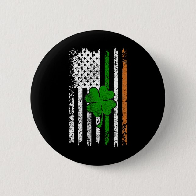 St Patrick Day Irish American Flag Retro Saint Pat Button (Vorderseite)