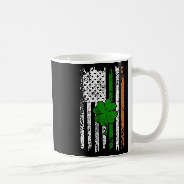 St Patrick Day Irish American Flag Retro Saint Pat Kaffeetasse (Rechts)