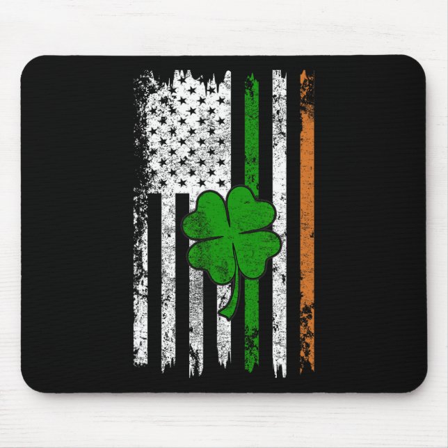 St Patrick Day Irish American Flag Retro Saint Pat Mousepad (Vorne)