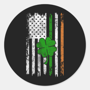 St Patrick Day Irish American Flag Retro Saint Pat Runder Aufkleber