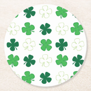 St. Patrick Day Irish Green Kleeblatts Runder Pappuntersetzer