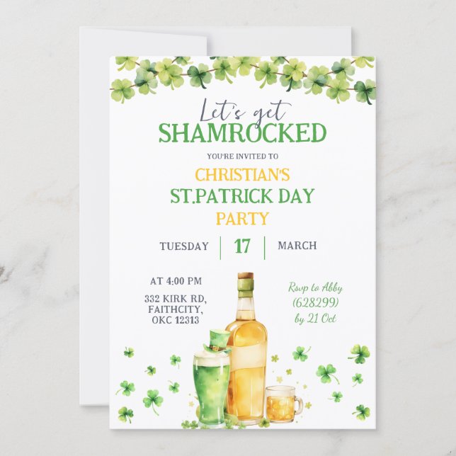 St Patrick Day Let's Get Shamrocked Party Einladung (Vorderseite)