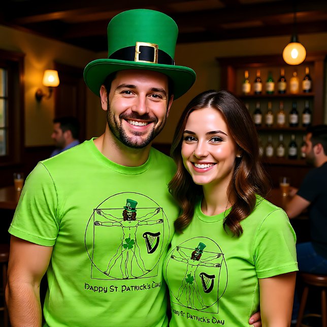 St. Patrick' Day mit irischem Vitruvianer T-Shirt (St. Patrick' Day with Irish Vitruvian man T-Shirt)