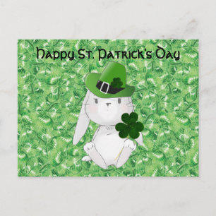 St. Patrick' Day mit Irish Bunny, Kleeblatt bg Postkarte