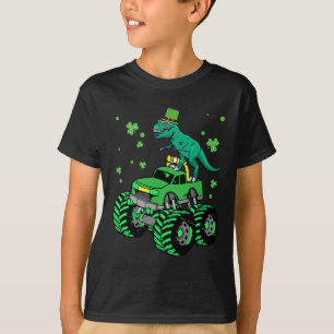 St Patrick Day Monster Truck Dinosaurier Irish Kid T-Shirt