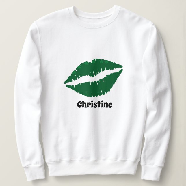 St Patrick Day niedliche grüne irische Lippen küss Sweatshirt (Design vorne)