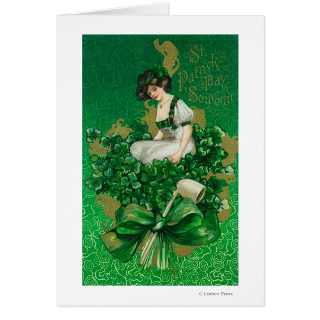 St. Patrick Day Souvenir Frau auf Clover Scene (Vorne)