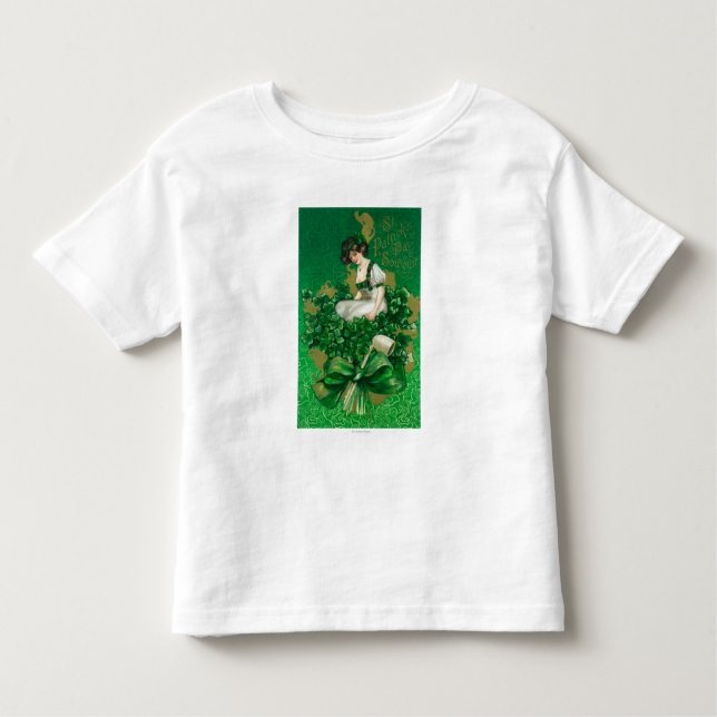 St. Patrick Day Souvenir Frau auf Clover Scene Kleinkind T-shirt (Vorderseite)