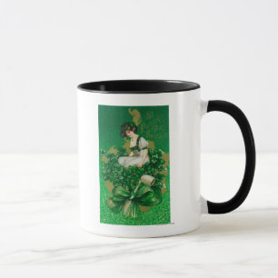 St. Patrick Day Souvenir Frau auf Clover Scene Tasse