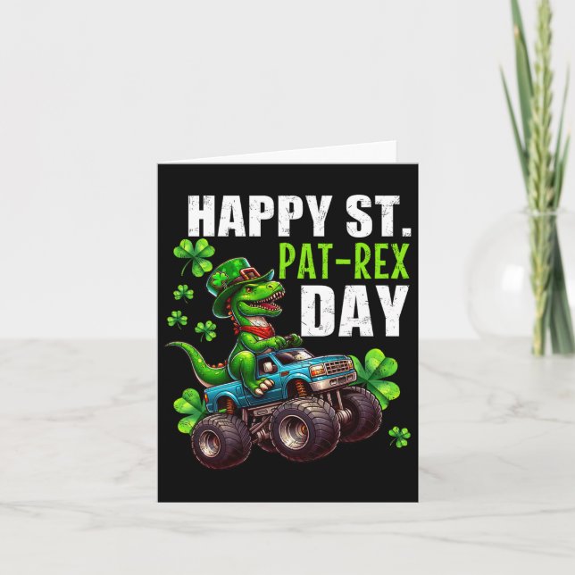 St Patrick Day T-rex Monster Truck Karte (Vorderseite)