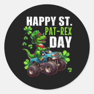 St Patrick Day T-rex Monster Truck Runder Aufkleber