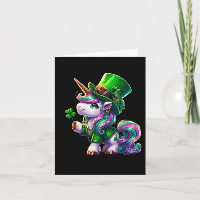St Patrick Day T-Shirts Irish Unicorn Girls Kinder Karte (Vorderseite)